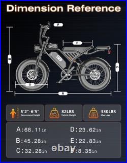 2500W 20 Fat Tire Adult Electric Bike 33MPH 48V 20AH Mountain Off-Road Ebike