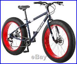 26 Mongoose Dolomite Men's Mountain Bike 7-speed All Terrain Fat Tire Navy Blue