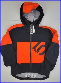 ADIDAS FIVE TEN All-Mountain Rain Jacket HT9605 Black/Orange Mens Size Small New