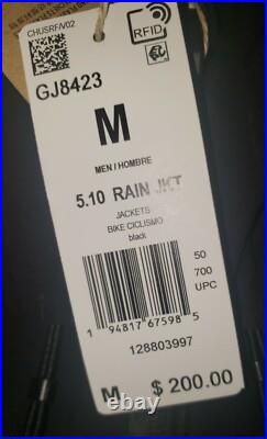 Adidas Five Ten All Mountain RAIN. RDY Jacket Men's Size M Black GJ8423 NEW