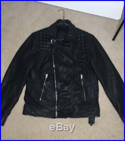 All Saints Conroy leather jacket men large Mint Black