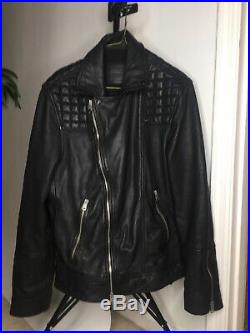 All Saints Conroy leather jacket men large Mint Black