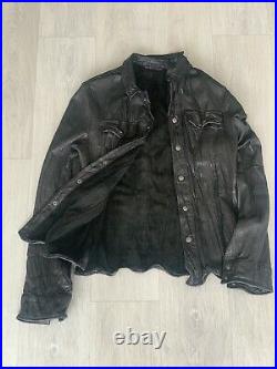 All Saints LORRIMER Leather Shirt Jacket Dark Grey Medium Great Condition mint