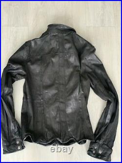All Saints LORRIMER Leather Shirt Jacket Dark Grey Medium Great Condition mint