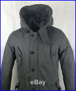 All Saints Mountain Parka Large Mens Grey Down Feather Jacket Hooded Padded