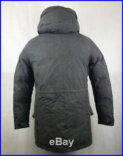 All Saints Mountain Parka Large Mens Grey Down Feather Jacket Hooded Padded
