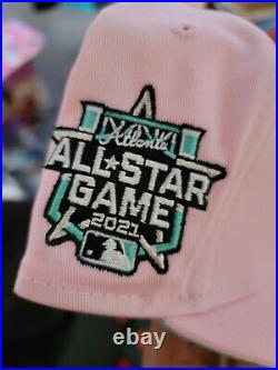 Atlanta Braves Hat 2021 All Star Game Pink Clear Mint Brim New Era Club 7 1/8