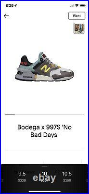 Bodega x New Balance 997S No Bad Days Size 10 Preowned mint OG ALL