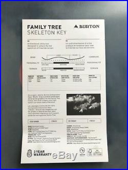Burton Men's Family Tree Skeleton Key Snowboard 154cm BRAND NEW