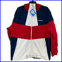 Columbia Mens Navy White Mountain Red Hazel Deli Hooded Jacket Size XXL $200
