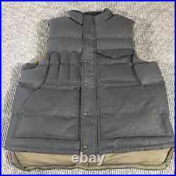 Filson Vest Mens XL Black Goose Down Puffer Cruiser Waxed Oil Outdoors Hiking