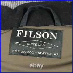 Filson Vest Mens XL Black Goose Down Puffer Cruiser Waxed Oil Outdoors Hiking