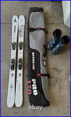 Full Ski Package, Atomic Bent Chetler Skis with bindings, ski boots, and ski bag