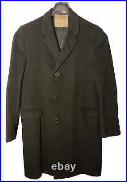 Hickey Freeman Vtg 90's All Cashmere Overcoat-Men Size 40-Black-USA Made-Mint