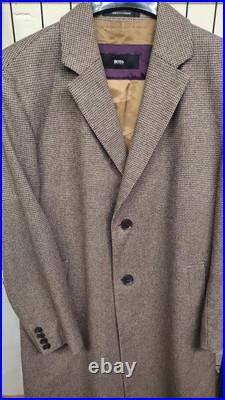 Hugo Boss Cashmere Wool Coat Men 42R Overcoat Stratus MINT