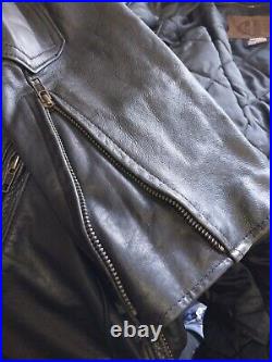 Kerr Branded Thick Leather Lined Classic Motorcycle Jacket Mint Size 44