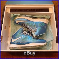 Lebron X 10 Blue Diamond Windchill Size 9.5 Mint Condition With OG All