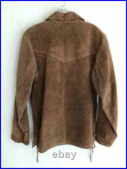 Men Native American Buffalo hide Brown Suede Leather War Shirt