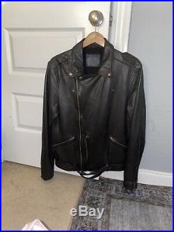 Men's All Saints Kahawa Biker Leather Jacket Size Large. MINT CONDITION