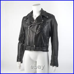 Men's BLK Double Motorcycle Jacket Brooks MADE IN USA Talon Zipper Sz 40 M MINT