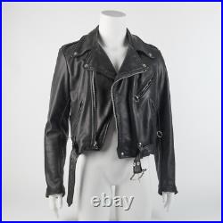 Men's BLK Double Motorcycle Jacket Brooks MADE IN USA Talon Zipper Sz 40 M MINT