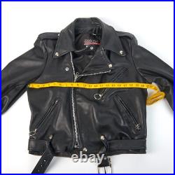 Men's BLK Double Motorcycle Jacket Brooks MADE IN USA Talon Zipper Sz 40 M MINT