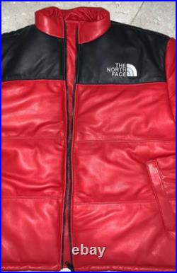 Men's Nuptse Mountain Style Fit Unisex Full-Black Genuine Leather Puffer Jacket