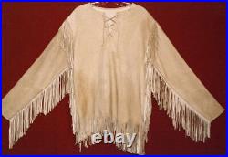 Mens Buckskin Leather Mountain Man Shirt Handmade Fringe Native American Shirt