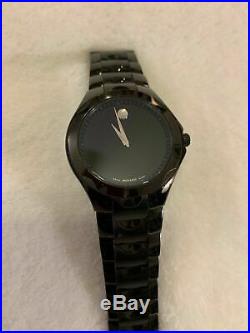 Mint Condition Mens Movado Luno Sport All Black Watch with Movado Box & Case