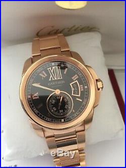 Mint Mens $44,600 Cartier Calibre All 18k Rose Gold 42mm Box & Papers