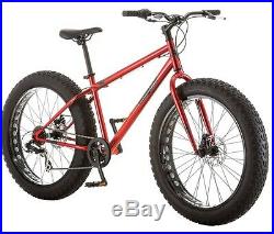 Mongoose Fat Tire 26 Mountain Bike Red All Terrain Fun Beach Bicycle Disc Brake