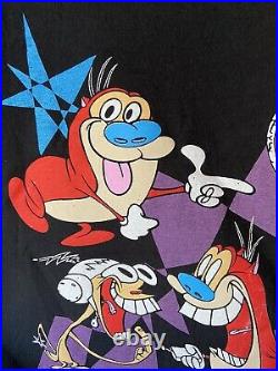 NEAR MINT Vintage 90s Ren and Stimpy Nickelodeon All Over Print Cartoon XL USA