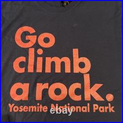 NWOT Rare Yosemite Mountaineering School'Go Climb A Rock' Logo Shirt Small Blue
