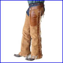 Native American Cowboy Style Suede Leather Pant Rodeo Chap Mountain Mens Chap