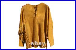 New Men American Mountain Man Buckskin Leather War Shirt