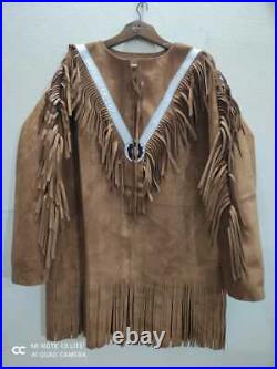 New Men Native American Mountain Man Buckskin Leather War Shirt