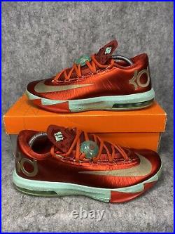 Nike KD 6 Christmas 2013 Size 9.5 Og All 599424 601 Red Mint Green Gold KD 6 Red