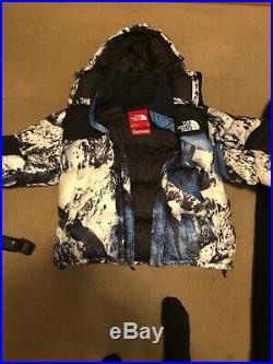 North face supreme jacket puffer all over mountain print