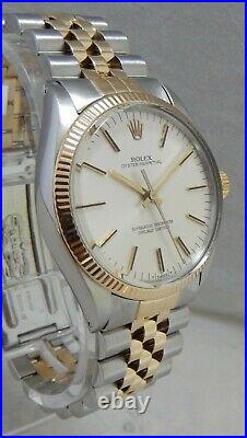 Rolex Oyster Perpetual 18k/SS Mens 34mm Watch Jubilee All Orig Papers MINT 1984