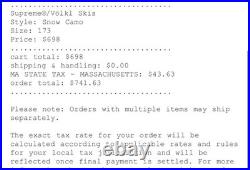 Supreme x Volkl skis snow camo (size 173cm) (not In Hand, Wait Till Gets Here)