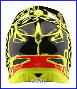 Troy Lee Designs 2018 Bike D3 Fiberlite Helmet Factory Flo Yellow Adult All Size