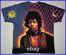 UNWASHED Vtg 1992 Jimi Hendrix AOP T Shirt XL Winterland Mosquitohead MINT