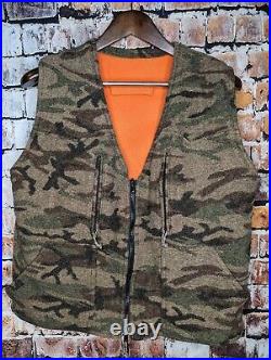 VINTAG King Of The Mountain Wool Omnitherm Camo Orange Hunting Vest Jacket Large