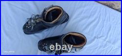 VTG Henke Men's Ski Boots Leather Retro Alpine Gear 6/2 B 463 102 Swiss Made Blk