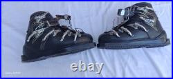 VTG Henke Men's Ski Boots Leather Retro Alpine Gear 6/2 B 463 102 Swiss Made Blk