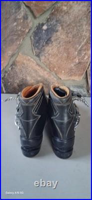 VTG Henke Men's Ski Boots Leather Retro Alpine Gear 6/2 B 463 102 Swiss Made Blk