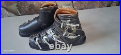 VTG Henke Men's Ski Boots Leather Retro Alpine Gear 6/2 B 463 102 Swiss Made Blk