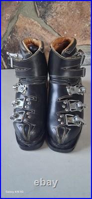 VTG Henke Men's Ski Boots Leather Retro Alpine Gear 6/2 B 463 102 Swiss Made Blk