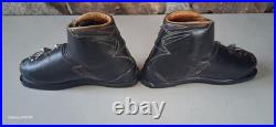 VTG Henke Men's Ski Boots Leather Retro Alpine Gear 6/2 B 463 102 Swiss Made Blk