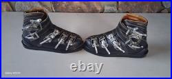 VTG Henke Men's Ski Boots Leather Retro Alpine Gear 6/2 B 463 102 Swiss Made Blk